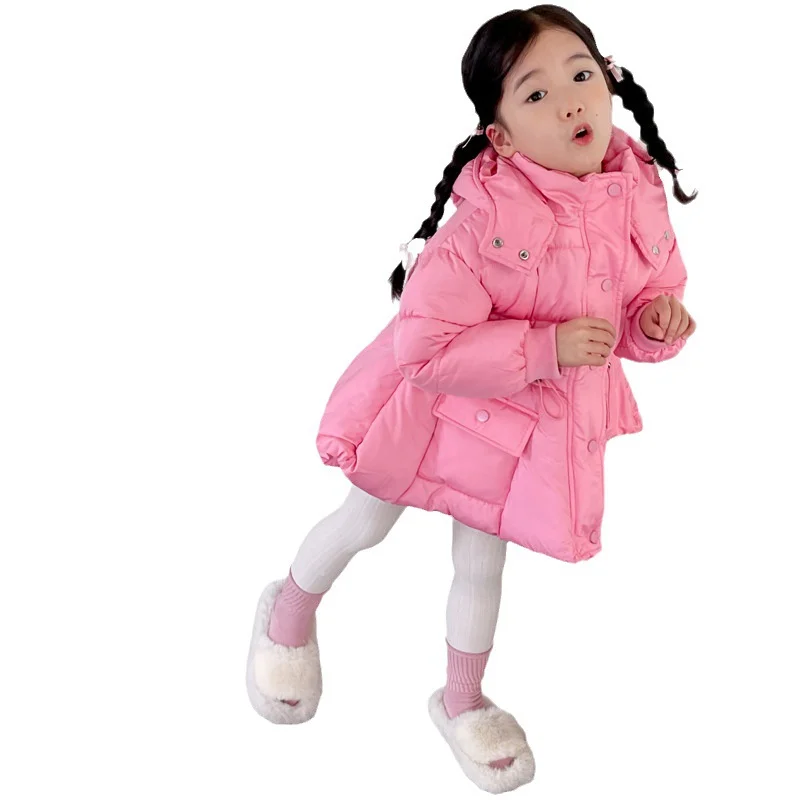 Las niñas hacia Abajo Abrigo Chaqueta de Algodón de protección contra el Viento Outwear 2023 Rosa Caliente Además de Espesar Terciopelo de Invierno Ropa de la Escuela de Ropa de los Niños