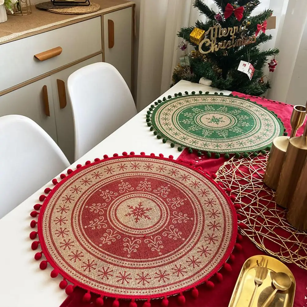 Antideslizante Manteles de Navidad Manteles de Punto Aislado Tapetes Decorativos para fiestas de juego de Comedor de 5 Anti-slip