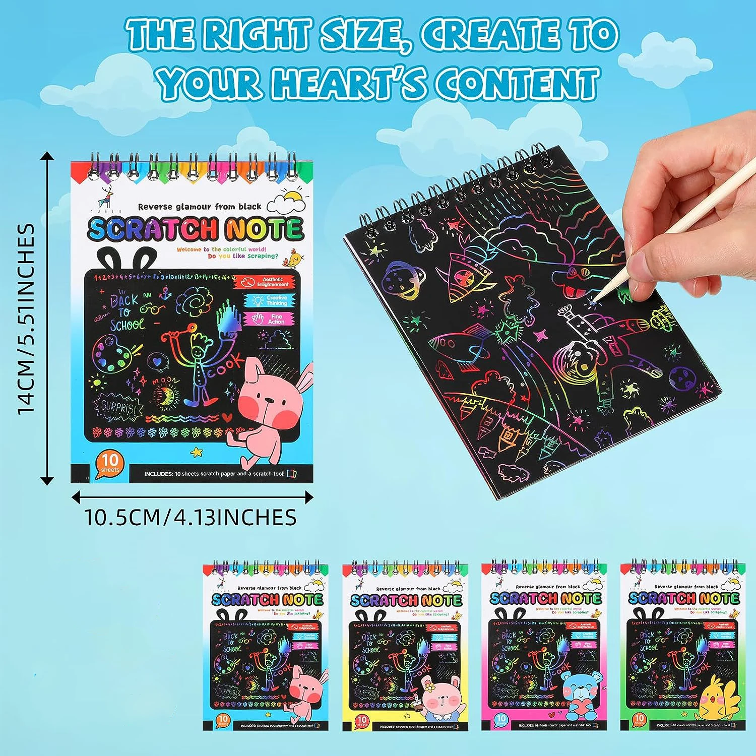 Cero Nota Almohadillas para los Niños arco iris de Papel de borrador Cero Fuera de los Cuadernos de Color Cero Manualidades Papel de Dibujo Kit de Proyecto
