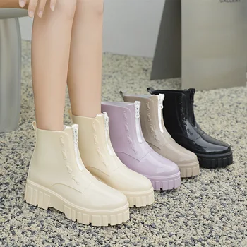 2023 De La Moda Nueva Plataforma De Lluvia Zapatos De Mujer Impermeable Jelly Botas De Lluvia De Goma De Los Zapatos De Mujer Botas De Goma Mujer