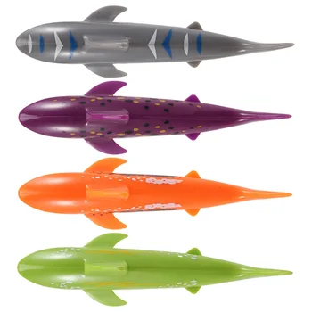 4 piezas de baño para Niños de Juguete de Tiburón Forma de Buceo Juguete de Agua Juego de Juguete Juego de Buceo de Juguetes de la Piscina de Planeo Tiburón Lanzar el Torpedo de Juguete