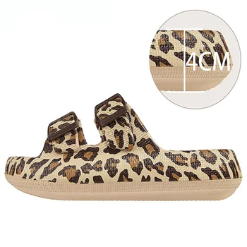 4CM Paso en La Poo Sensación de EVA de Nuevo de la Impresión del Leopardo de la Moda Flip-flops Fondo Suave Sandalias de Mujer de Desgaste de la Parada de Deslizamiento