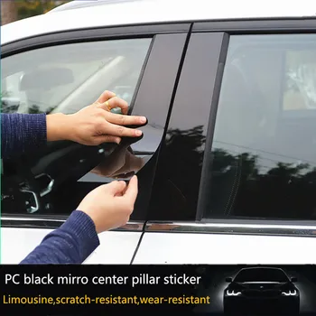 Applicablen para Kia Furedi 2023 coche de reacondicionamiento especial reborde de la ventana de PC en negro brillante espejo de la columna decorativos pegatinas paquete de 6 piezas