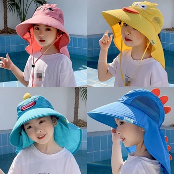 Los niños Sombrero de Sol de Verano los Niños al aire libre Sombrero de Cubo Anti-UV de Protección de la Playa de Gorras de Niño Niña de Cuello de Oreja Cubrir los gastos de Viaje tapa Tapa para Niños