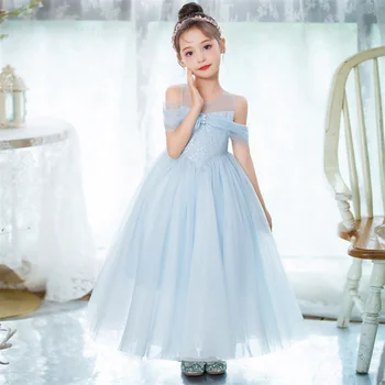 Nueva Elsa de Verano de las Niñas de la Fiesta de Hadas Vestidos de Hombros Fuera de la Tobillo-longitud Vestido de Princesa para una Boda de Noche Formal, Ropa