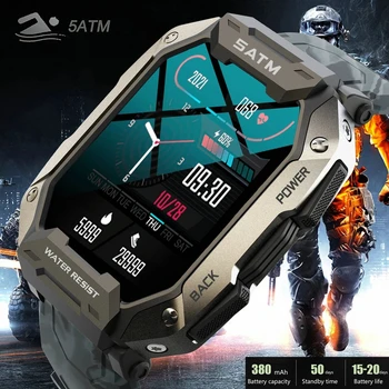 ZODVBOZ Militar Reloj Inteligente de los Hombres de Larga Vida de la Batería del Deporte de los Relojes de la Frecuencia Cardíaca de Oxígeno en la Sangre Monitor 5ATM Impermeable Smartwatch Hombres