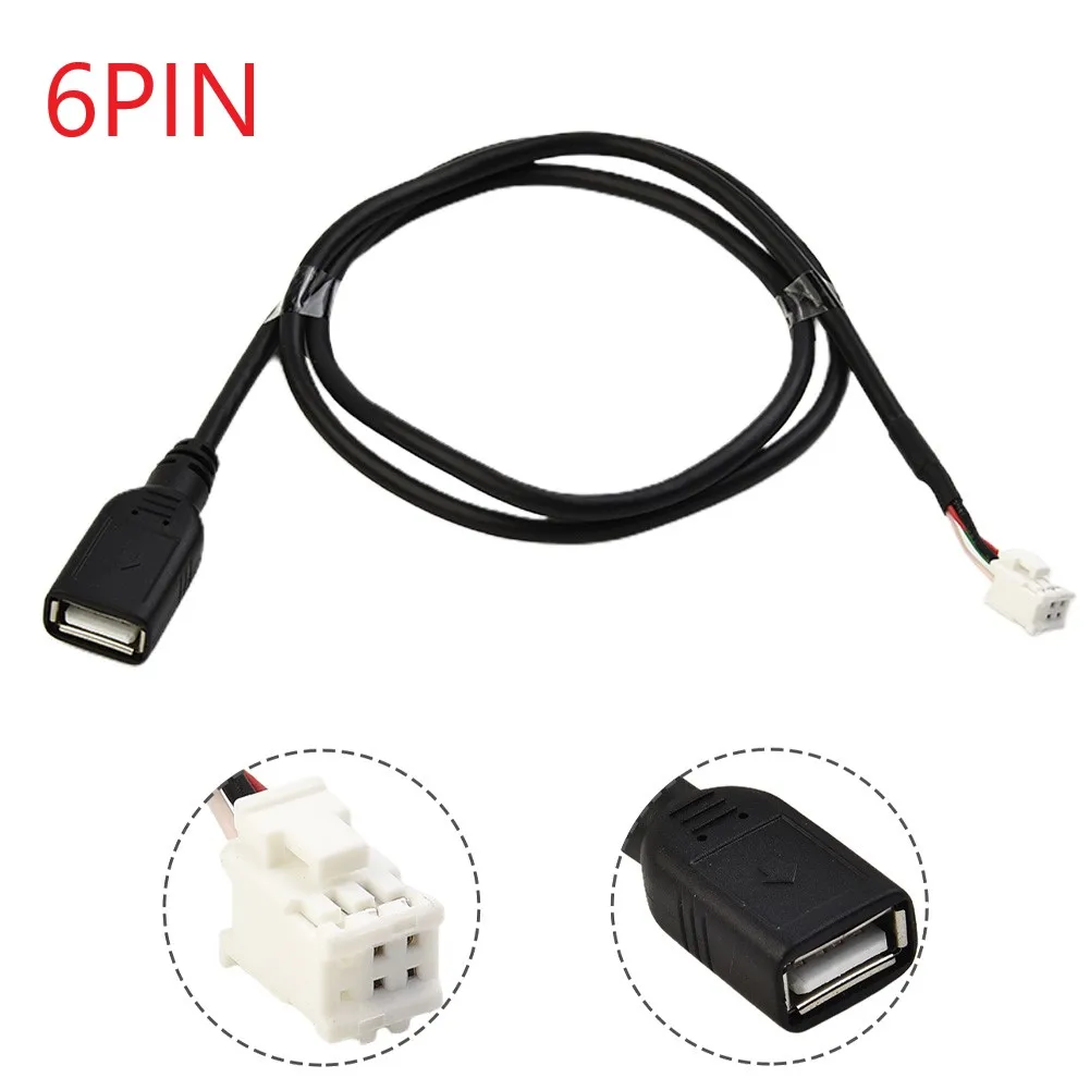 Auto USBAdapter Coche Adaptador USB Cable de Extensión de Reemplazo de los Accesorios Negros 2pcs 4 pines & 6Pin Conector