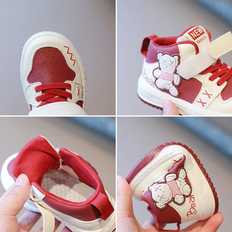 Los niños Casual Zapatos de Bebé Niños Zapatillas de deporte de los Niños de dibujos animados de Cuero de la PU Antideslizante en la Primavera de Otoño Zapatos al aire libre Chicas Zapatillas 21-32