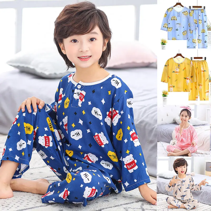 Los Pijamas para niños, Set de Algodón Ropa de Hogar de Cuatro Temporadas de Ropa Nueva Fina de los Niños y las Niñas Ropa de Bebé Niños Pijamas ropa de dormir