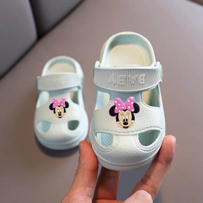 Disney Mickey mouse para Niños agujero zapatos de verano de niño bebé suave con suela de zapatos de playa de las niñas de bebé de dibujos animados para niños sandalias zapatillas