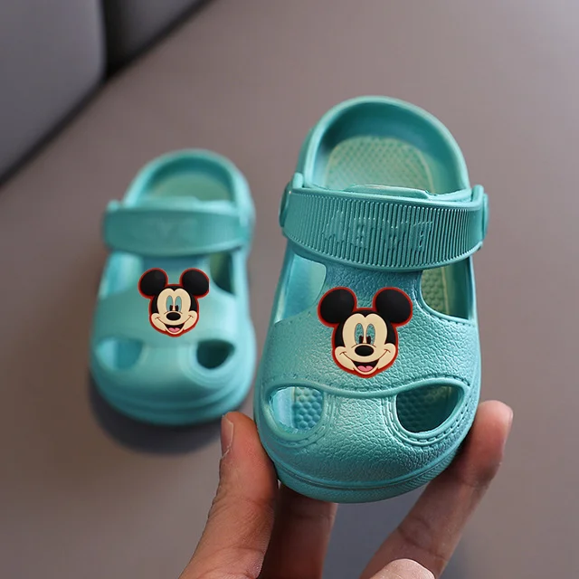 Disney Mickey mouse para Niños agujero zapatos de verano de niño bebé suave con suela de zapatos de playa de las niñas de bebé de dibujos animados para niños sandalias zapatillas