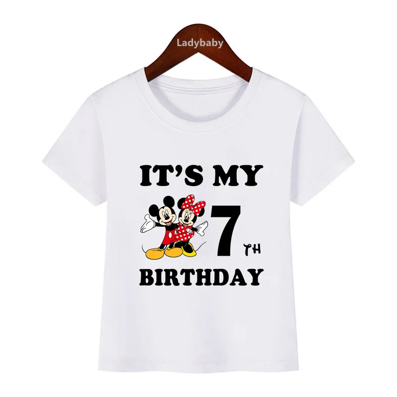 Disney Mickey Minnie Mouse Imprimir Niños Ropa Es Mi 1 2 3 4 5 6 7 8 9 Años los Niños de Cumpleaños de las Niñas camiseta de Bebé Niños T-Shirts
