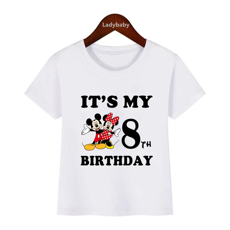 Disney Mickey Minnie Mouse Imprimir Niños Ropa Es Mi 1 2 3 4 5 6 7 8 9 Años los Niños de Cumpleaños de las Niñas camiseta de Bebé Niños T-Shirts