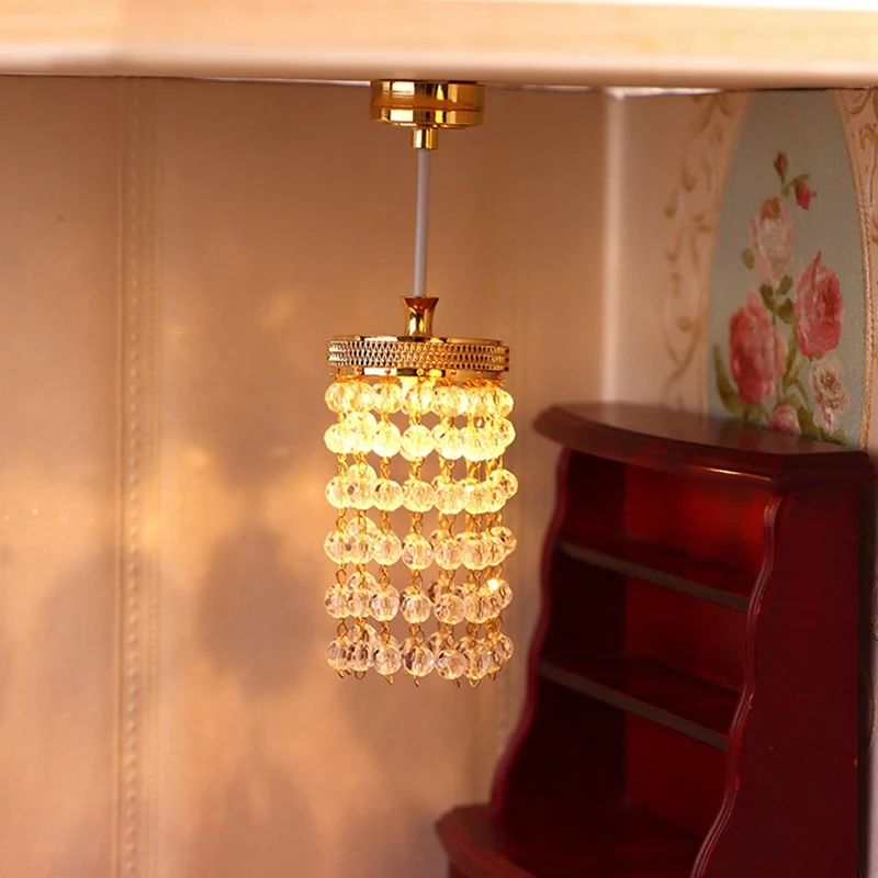 1:12 casa de Muñecas en Miniatura LED de Luz de Cristal de la Araña de Techo de la Lámpara de Muebles de Modelo de Decoración de Juguetes Casa de Muñecas, Accesorios