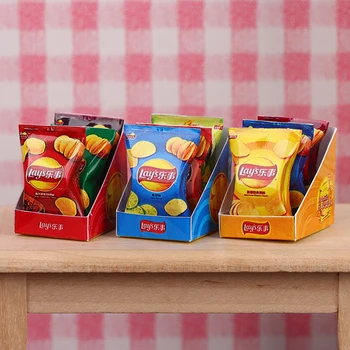 1 juego 1:12 casa de Muñecas en Miniatura Patatas Fritas Con Cuadro de Patata de Comida de Modelo de los Accesorios de Cocina Para Casa de Muñecas, Decoración, Juguetes de Niños