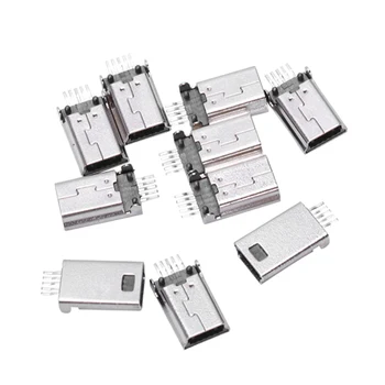 10 piezas de Mini USB Tipo B Macho de 180 Grados 5 Pin SMD SMT para Soldar un Conector Jack de