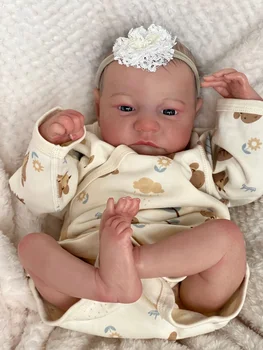 18 pulgadas Reborn Baby Doll Ya Pintado Terminado Muñeca Despierto Levi Bebé Recién nacido Tamaño de la 3D de la Piel Visible de las Venas de la Colección de Arte de la Muñeca