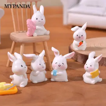 1Pc Mini Zanahoria Conejo Ornamento de dibujos animados Conejo Estatuilla Micro Paisaje de la Decoración de casa de Muñecas en Miniatura de Juguete