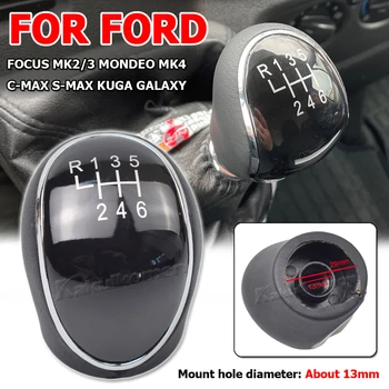 1Pcs Engranaje de la palanca de cambios de Cuero Negro Para Ford C-Max Focus Mk2 Mk3 Grand C-Max, Galaxy Kuga Transit Connect Custom S-Max Headball