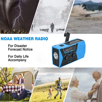 2000mAh de Emergencia, Radio AM FM NOAA Portátil de Radio de Emergencia Handcrank Solar Power Bank de Manivela de Mano de Radio de Emergencia para el Teléfono Celular