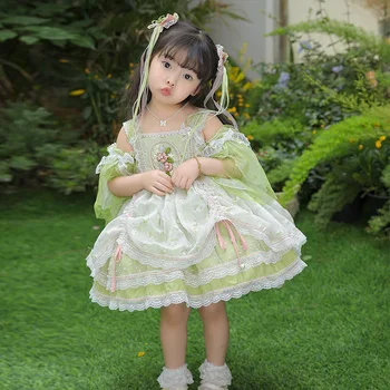 2023 Lujo Lolita Vestido para las Niñas de Bebé de los Niños Boutique española de Estilo Floral de Encaje Vestido de Bola de Hijos de Diseño de Vestidos de Fotografía