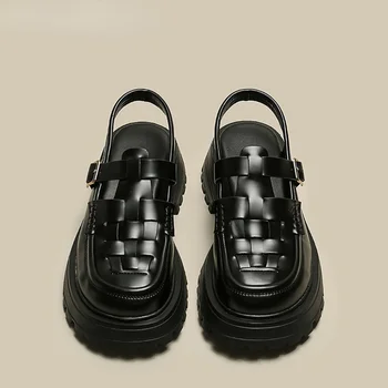 2023Ladies Mejor de Espesor con suela de las Sandalias de Nuevos Huecos de suela Suave Thickheeled Sandalias de Diseño de Sentido de Hadas Romano Zapatos de Mujer de Tendencia