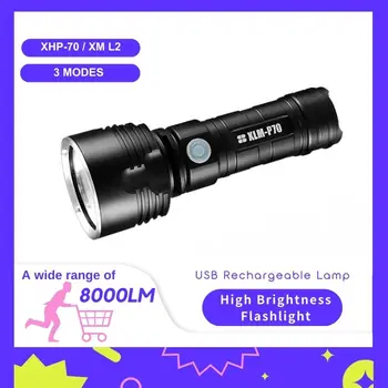 2023New Super Potente Linterna LED L2 P70 Táctica de la Antorcha USB Recargable 18650 Impermeable de la Lámpara de Ultra Brillante Linterna Camping