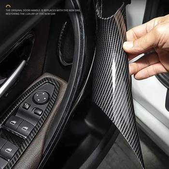 2PCS Manija de la Puerta Interior Tire de la Cubierta Protectora Para el 3 de BMW 4 Series de Fibra de Carbono Interior de la Puerta Tire de la Cubierta de guarnición ABS Recorte