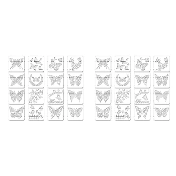 32Pcs Reutilizables de la Mariposa de las Plantillas de la Mariposa de la Plantilla de Arte de Pintura, Plantillas para Pintar Manualidades de Pared DIY Decoración (6 x 6 Pulgadas)