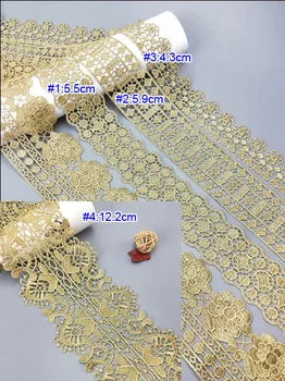 5 metros 5-12 cm de ancho oro de la flor de fringe de la trenza de tela del vestido de novia de falda de lencería mangas de encaje de cinta cintas Z34E237T230716C