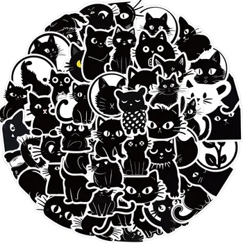 50PCS Kawaii Gato Negro de la Serie de Pegatinas de Decoración de Auto-adhesivo de Gatos Lindos Pegatinas de Scrapbooking Pegatinas Para el ordenador Portátil Planificadores