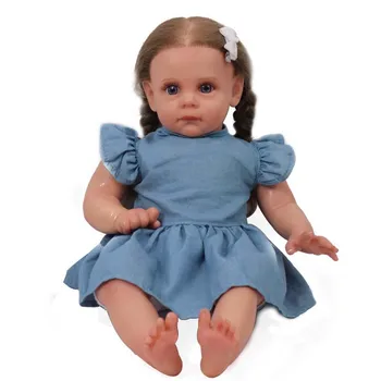 55CM/22 pulgadas Real Reborn Muñecas del Bebé Vestido de Chica Encantadora Muñeca de Juguete Cuerpo de Tela Relleno de Algodón, Vinilo, Silicona Extremidades del Regalo del Bebé