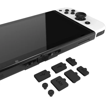 8pcs de Silicona Polvo Enchufe a prueba de Polvo Kit de Tapón de Malla Cubierta de Polvo para Nintendo Interruptor/ Conmutador OLED de Accesorios para consolas de videojuegos