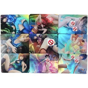 9Pcs/Set Batalla Raper2 Chicas Anime ACG de Refracción del Color de las Tarjetas Flash de Bricolaje Regalo Juguetes de Juego Anime Colección de Tarjetas de