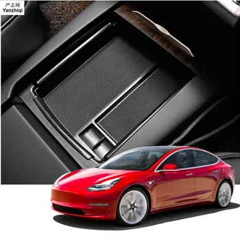 ABS 1pc de la Consola central Organizador de la Caja de Almacenamiento Apoyabrazos Titular Contenedor de Accesorios para Automóviles para el Tesla Model 3