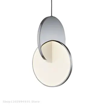 Acrílico espejo de acero Inoxidable redondo LED lámpara Colgante artística, de diseño Simple, con forma de Cruz colgante de la lámpara de la decoración de Interiores