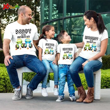 Camiseta De La Familia De Regalo De Papá Mam Hijo T-Shirt Nombre Personalizado De Dibujos Animados Racing Camiseta De Niños Niños Niños Ropa De Papá Mamá Traje De Fiesta