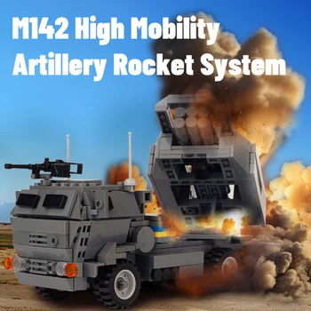 Ciudad Militar NOS M142 Alta Movilidad de Cohetes de Bloques de Construcción de la 2 ª guerra mundial los soldados del Ejército de Figuras Vehículo Tanque de Cañón de las Armas de Ladrillos Juguetes de los Niños
