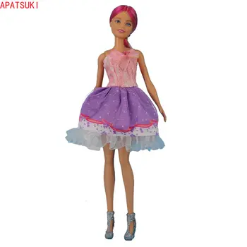 De la moda sin Mangas de Arco de Encaje Vestido Para Barbie Colorido de la Princesa Vestidos de Fiesta Para la Muñeca Barbie Ropa Accesorios DIY Juguetes de los Niños