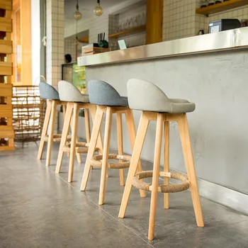 De madera maciza bar retro silla de estilo moderno minimalista leche de la tienda de té de alta silla taburete hogar creativos y de alta rotación de la barra de la silla