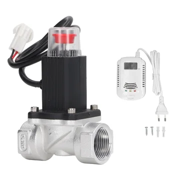 Detector de Gas Kit de Alarma de Gas Válvula de Cierre Menos Interferencia AC90‑240V Fácil De Instalar Operación Segura para la Tubería de Gas de Control