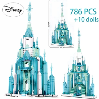 Disney castillo de hielo niña de princesa de cuento de hadas paraíso de rompecabezas de la asamblea de la construcción de la casa modelo de bloques de construcción de juguetes de los niños