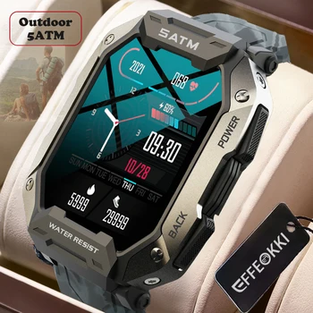 EFFEOKKI C20 Militar Reloj Inteligente Hombres Ultra del Ejército al aire libre de Carbono Negro IP68 5ATM Impermeable de la Frecuencia Cardíaca Satm Smartwatch