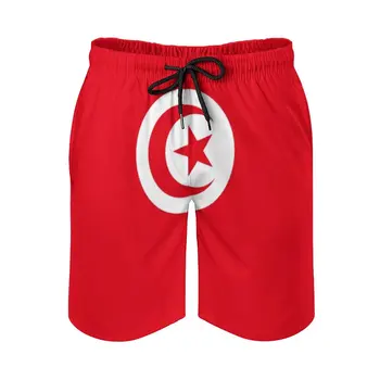 El Anime de los Hombres pantalones Cortos de Playa de Bandera de Túnez Suelto Elástica Causal Novedad Hawaii Pantalones Ejecución de Cordón Ajustable Transpirable Rápido