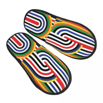 El Arte Abstracto Colorido Discoteca Arco Iris Patrón De Zapatillas Para Mujeres Hombres Esponjoso Caliente Del Invierno Zapatillas De Interior Zapatillas