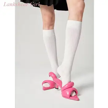 El Diseño de la marca de Verano Nuevas Damas Multicolor Concisa Talón del Gatito Deslizarse Sobre Sandalias de Dedo del pie Abierto Bajo el Talón Zapatos de Moda para las Mujeres
