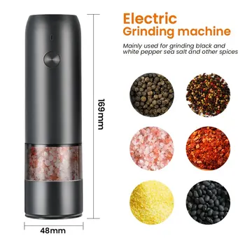 Eléctrico, Automático, la Sal y la Pimienta Molino de USB Recargable de Especias Molino con LED Ajustable de Especias Molino Portátil Condimento de la Botella