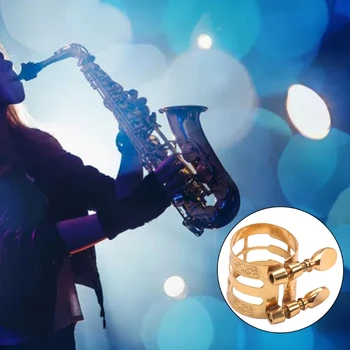 F1FD Metal Saxofón Sujetador Clip de saxo Alto, Saxo Soprano Ligaduras Sujetador de la Tapa para Saxofón Clarinete Boquilla de Baquelita