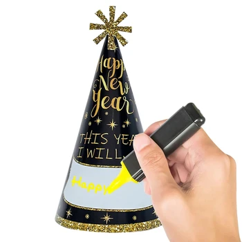 Fiesta infantil de la Foto de la Proposición de BRICOLAJE Oro Negro Sombreros 3D de Papel Cap 4 Pcs Feliz Navidad Decoración para el Hogar Navidad 2023 Feliz Año Nuevo