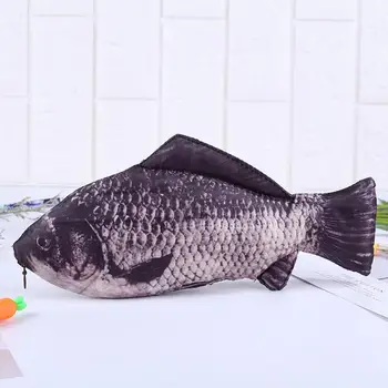 Forma de pescado Lápiz Caso de la Capacidad de Simulación de Carasio Peces Lápiz Bolsa a prueba de Polvo Portátil Lápiz Papelería Bolsa para Niñas y Niños